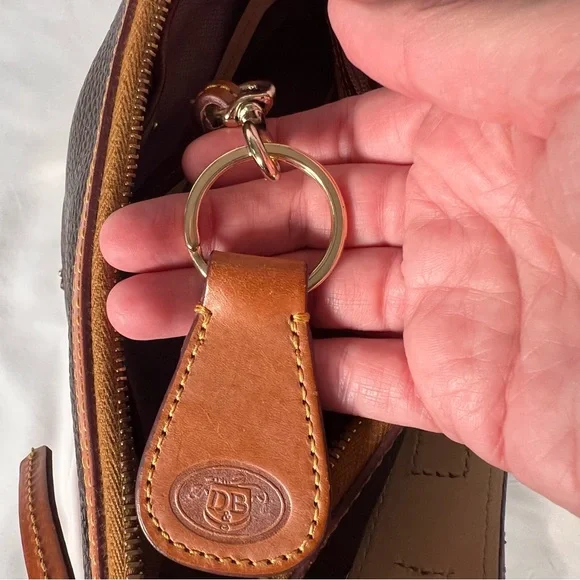 Dooney & Bourke Vintage Black Brown Pebble Leather Hobo Shoulder Bag - Picture 6 of 10